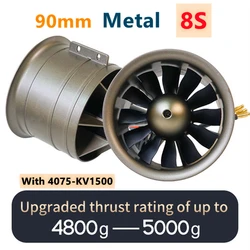 FMSRC Ducted Fan Jet EDF Metal 90mm 12 blade With 4075 KV1500 Motor (Optionl) Engine Power System 8S RC Airplane Model Plane Car