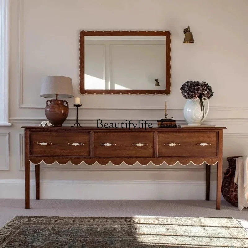 

FG10French retro solid wood porch cabinet American light luxury living room decoration aisle lockerL