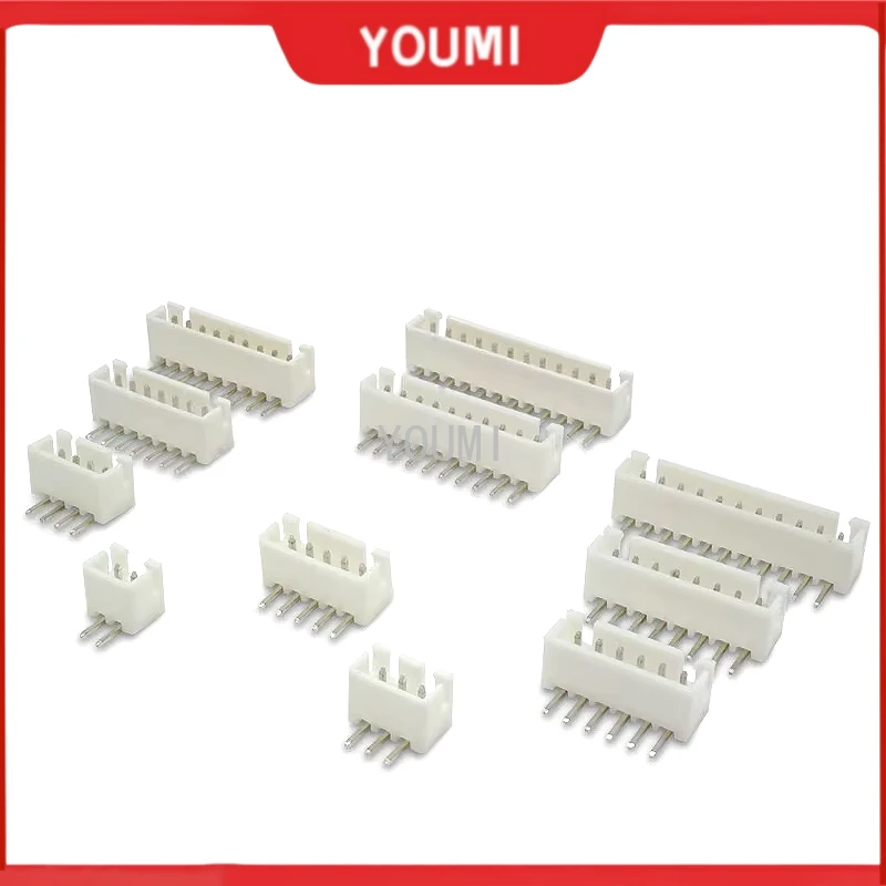 50PCS XH2.54 Connector 2.54mm Pin Header XH2.54-2P/3P/4P/5P/6P/7P/8P/9P/10P/12P Curved Needle