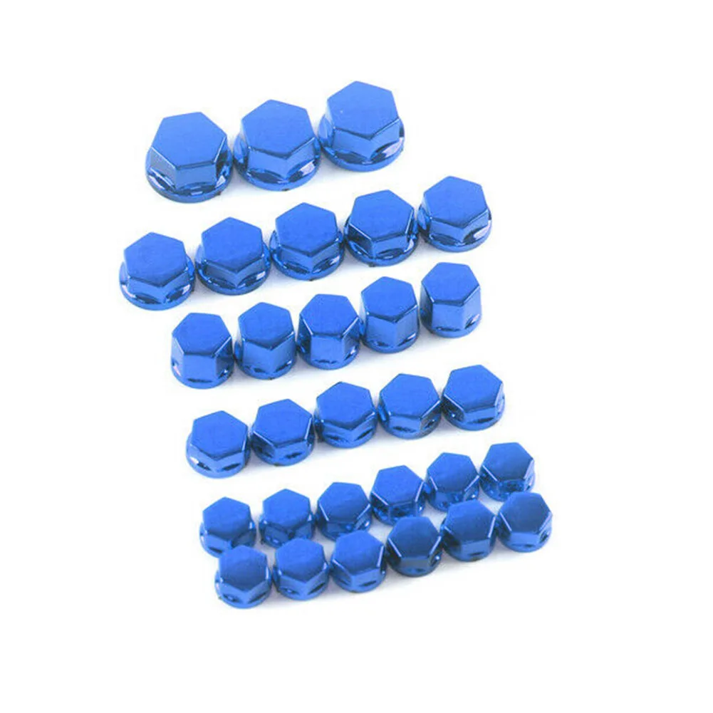 

30Pcs Motorcycle Screw Nut Bolt Cap Covers Plastic Plating Accessories Kit in Blue for Bike Protection and Customization