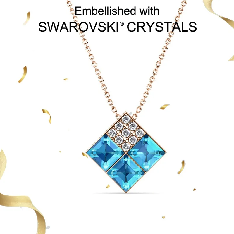 

Daisini из стерлингового серебра 925 пробы, минималистичный кулон в виде ромба, цепочка на ключицу, ожерелье для женщин с кристаллами Сваровски, ювелирное изделие, подарок