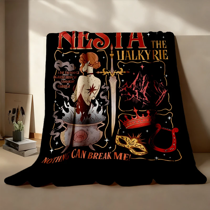 Nesta Archeron Valkyrie Flannel Throw, Night Court ACOTAR Cozy Blanket, SJM Romantasy Fan, Fantasy Romance Reader