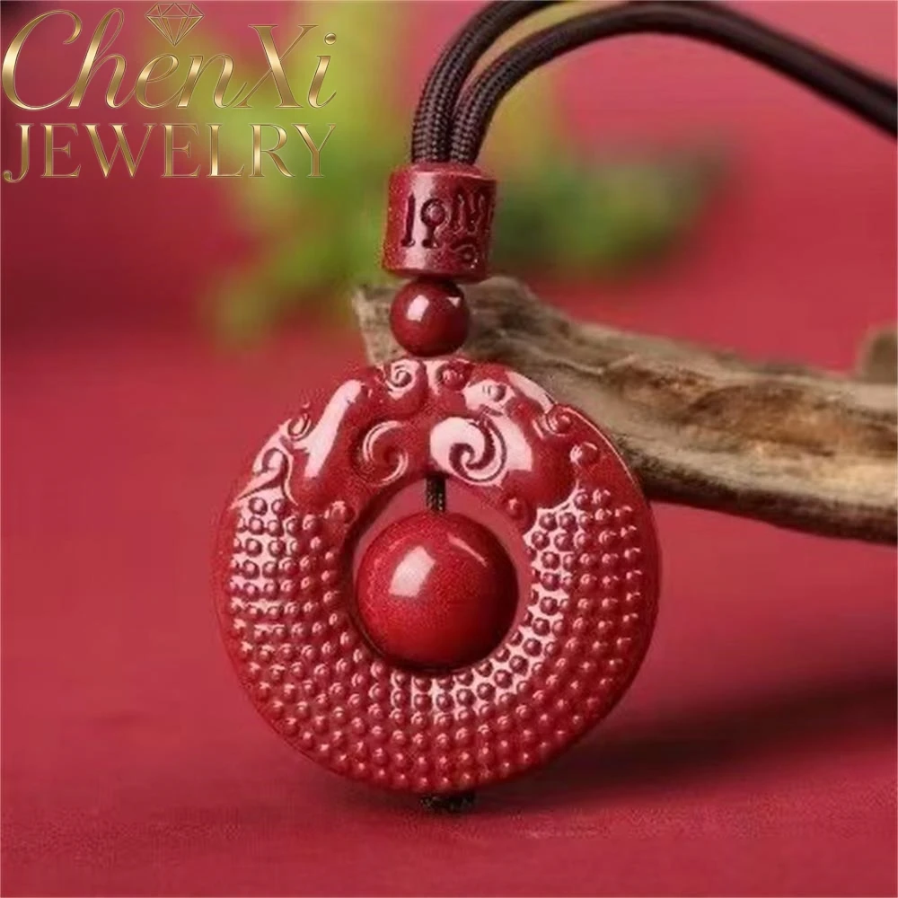 

High-end Cinnabar Double Dragon Lucky Pendant Luxury Quality Fashion Fine Jewelry Exquisite Elegant Charms Popular Amulets Gift