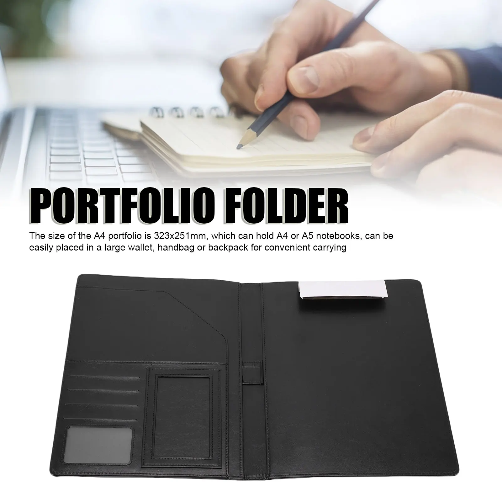 

Portfolio Folder Small Clipboard with Cover Writing Pad Notepad Legal Pad Holder 323x251mm Black Writing Pad Notepad Holder