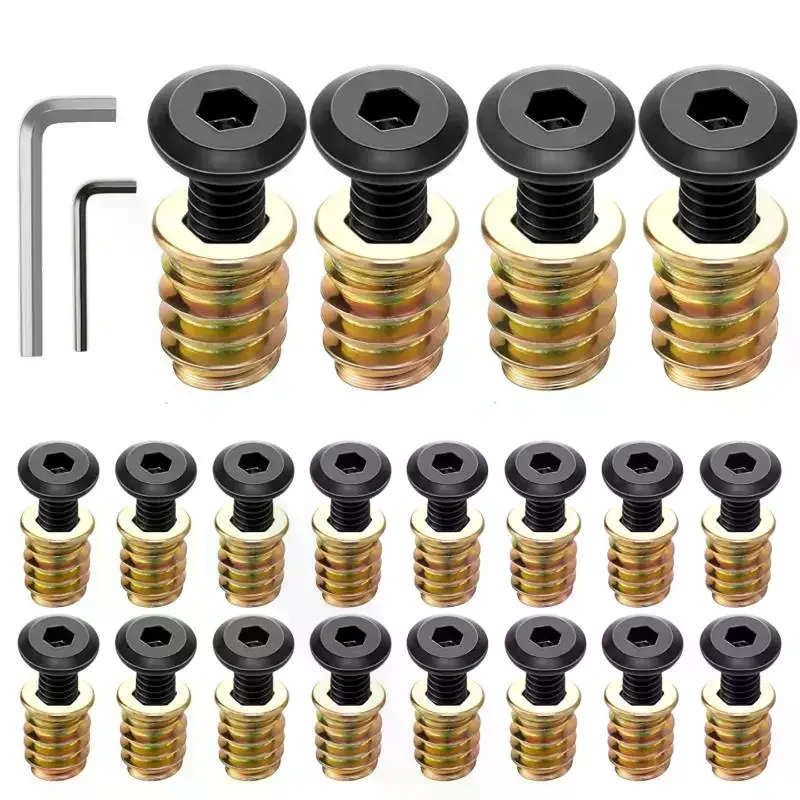 Threaded Inserts for Wood Furniture 10/28PCS 1/4-20 X25 Hexagon Bolts Perfect for Carpenter Woodworking Furniture Assembly