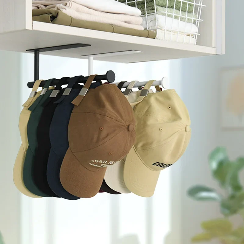 

Retractable hat storage rack, non-punching duck tongue baseball cap hook, wall-mounted wardrobe side-mounted hat rack