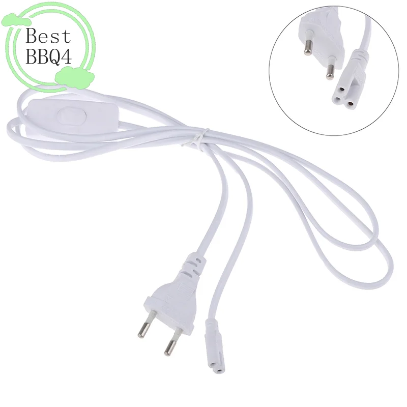 (BBQ4)1.8m Power Cord Cables EU Plug Switch Cable For T5 LED Tube T8 Power Charging Wire Connection