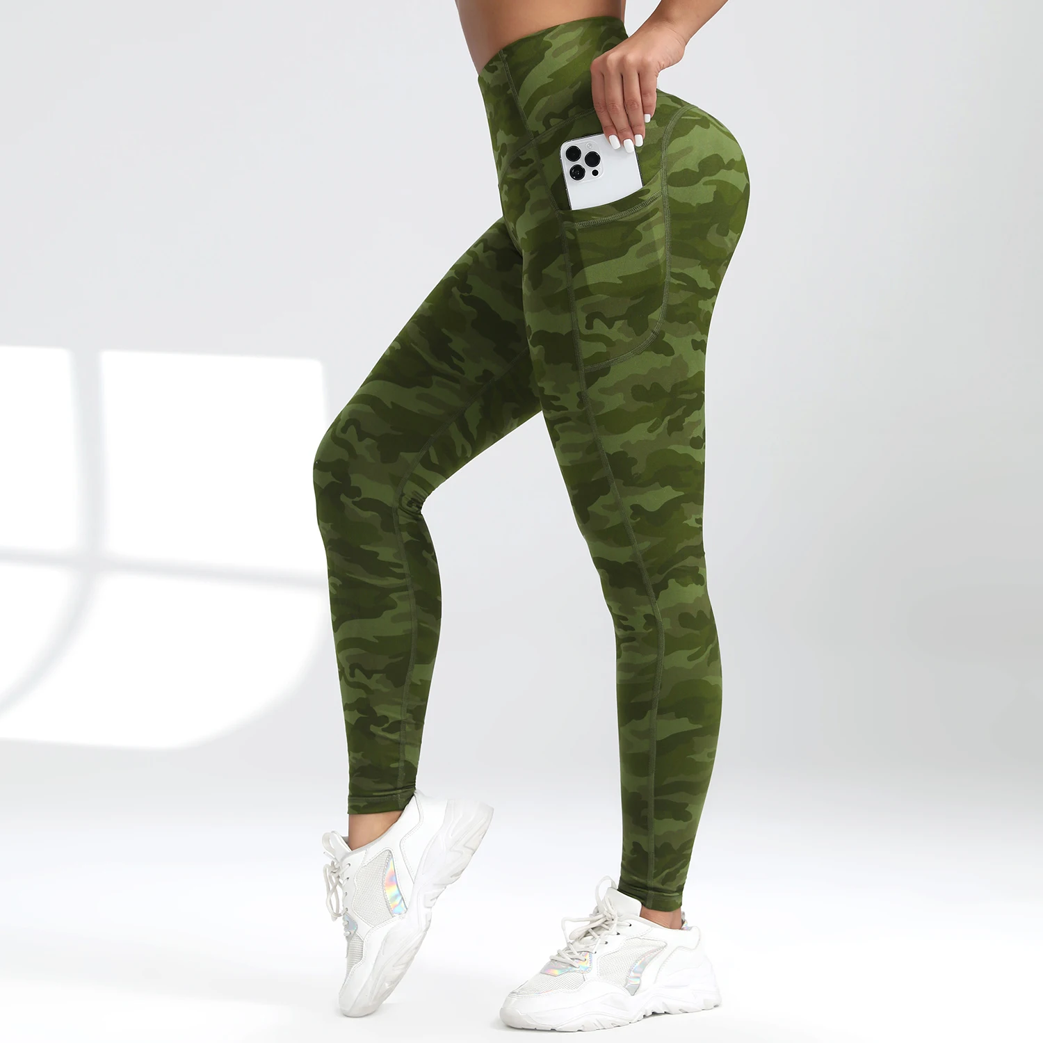 

Камуфляжные карманы с высокой талией, женские леггинсы для спортзала, повседневные эластичные брюки для улицы, брюки для бега со швом в уличном стиле