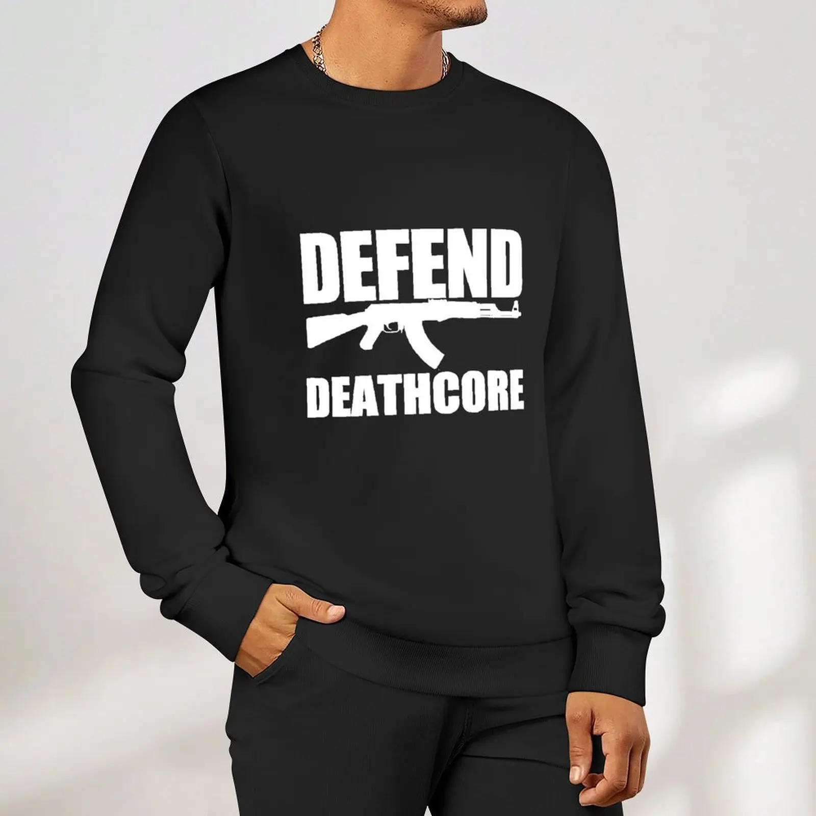 Defend Deathcore - White Pullover tracksuit men men's sweat-shirt autumn mens clothing sweatshirts
