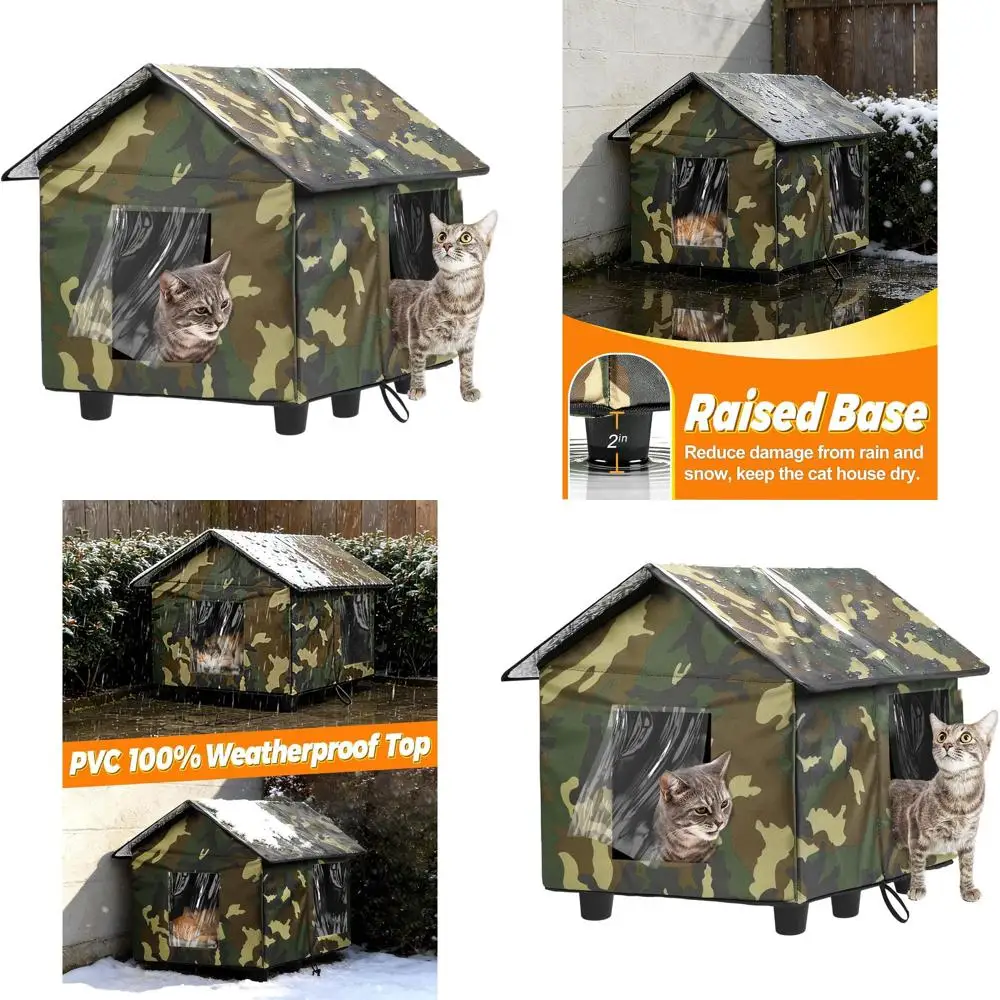 

Weatherproof Insulated Outdoor Cat House - 20x19x17 PVC Roof & Aluminum Liner for Feral Cats, Keeps Cats Warm in Winter