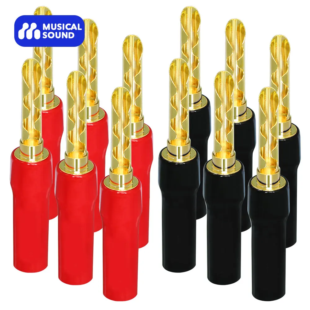 Musical Sound 12PCS Gold Plated Screw Speaker Cable Banana Plug Connector for Speaker Cable HiFi Audio Connectors