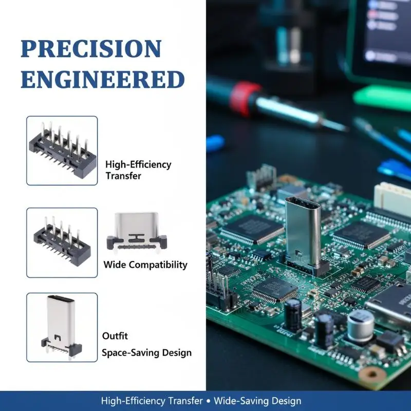 Type C Female Socket USB 16Pin Vertical Soldering Type for Charging Port Repair and Retrofit