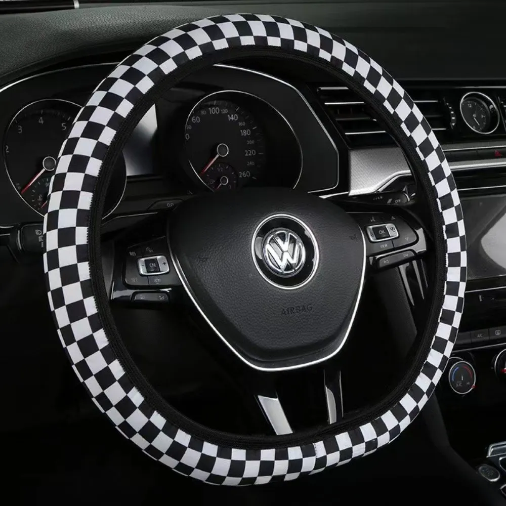 New Style Wheel Steering Protector Checkerboard Auto Car Steering Wheel Cover Plaid Universal 37-38cm Steering Wheel Protector