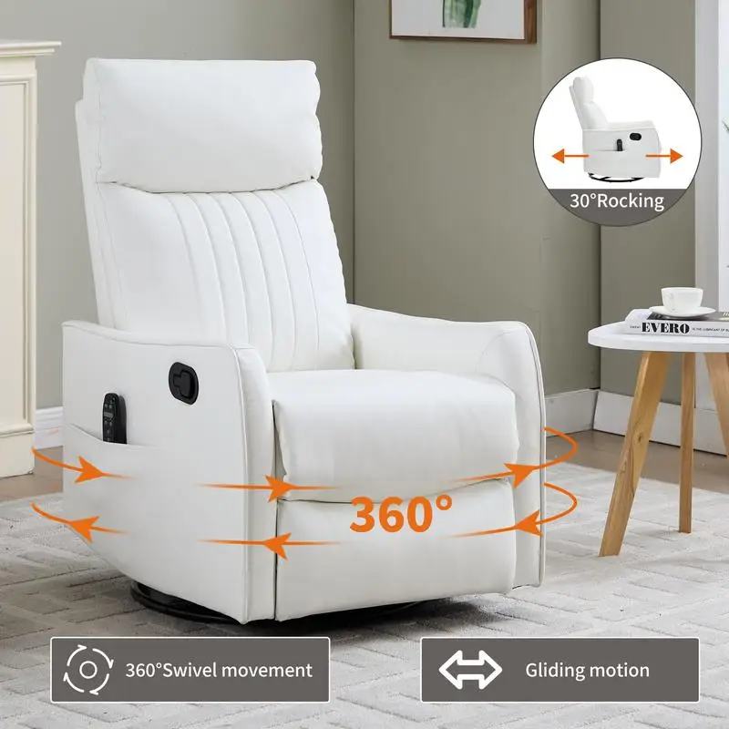 Weißer Hitzemassage-Liegestuhl mit Schaukel und Drehgelenk aus Kunstleder für Wohnzimmermöbel