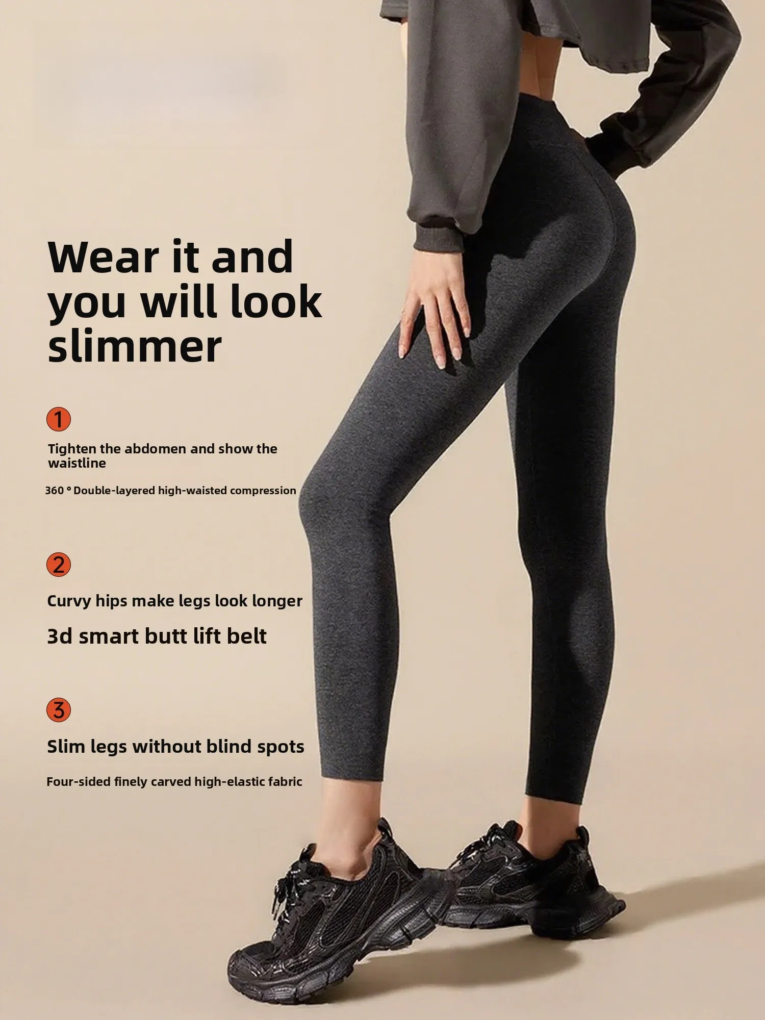 سراويل يوجا عالية الخصر من مزيج القطن والبوليستر سراويل طويلة لارتداء غير رسمي لرفع المؤخرة من جلد arkskin Sle