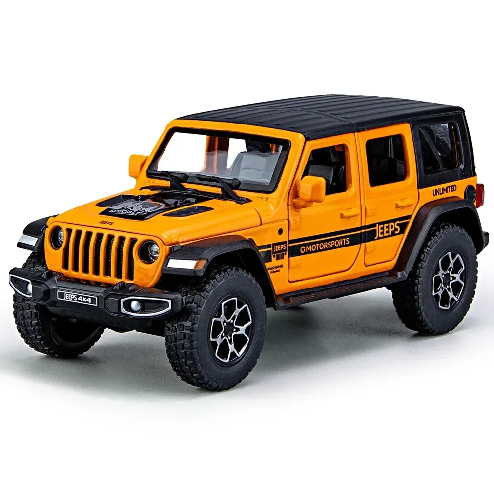 1:32 Jeep Wrangler Rubicon Alta Simulazione Pressofuso In Lega di Metallo Modello di auto Suono Luce Tirare Indietro Collezione Giocattolo Per Bambini Regali