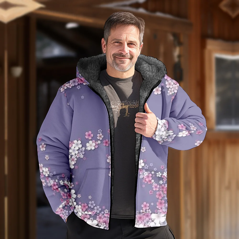 Abrigos de chaquetas de invierno para hombre, abrigo de ropa de algodón con estampado floral morado, compras duraderas para HOLIDAY