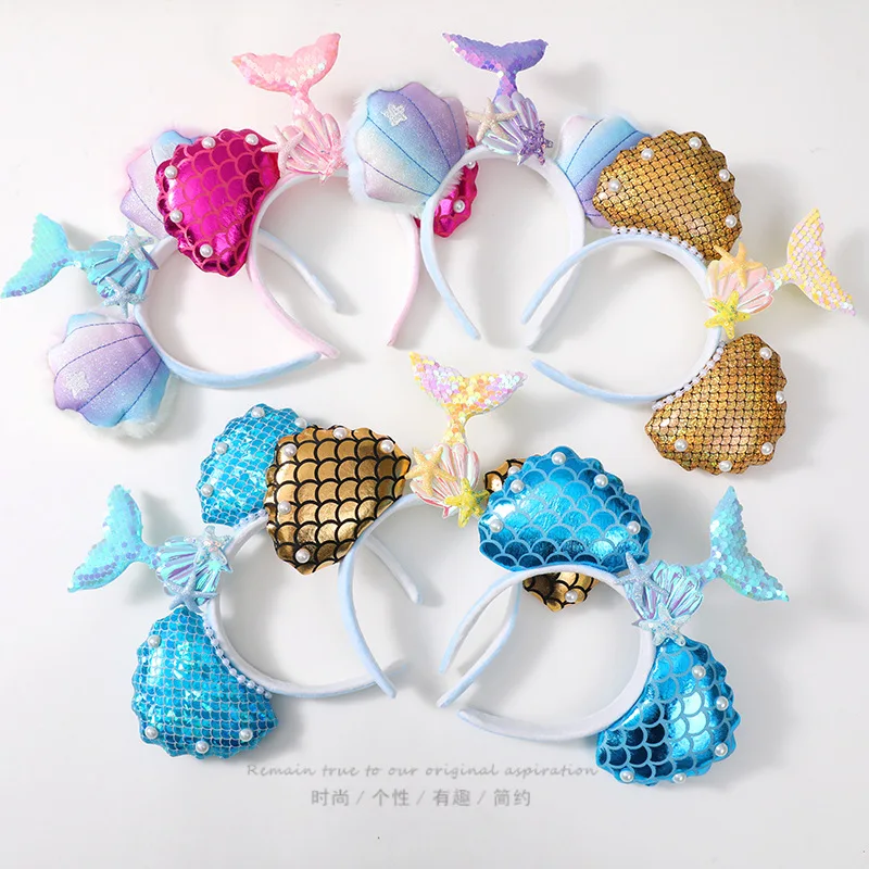 New hairbands for women with high skull tops, cute and funny face washing, cartoon mermaids, headbands, headgear, amusement park