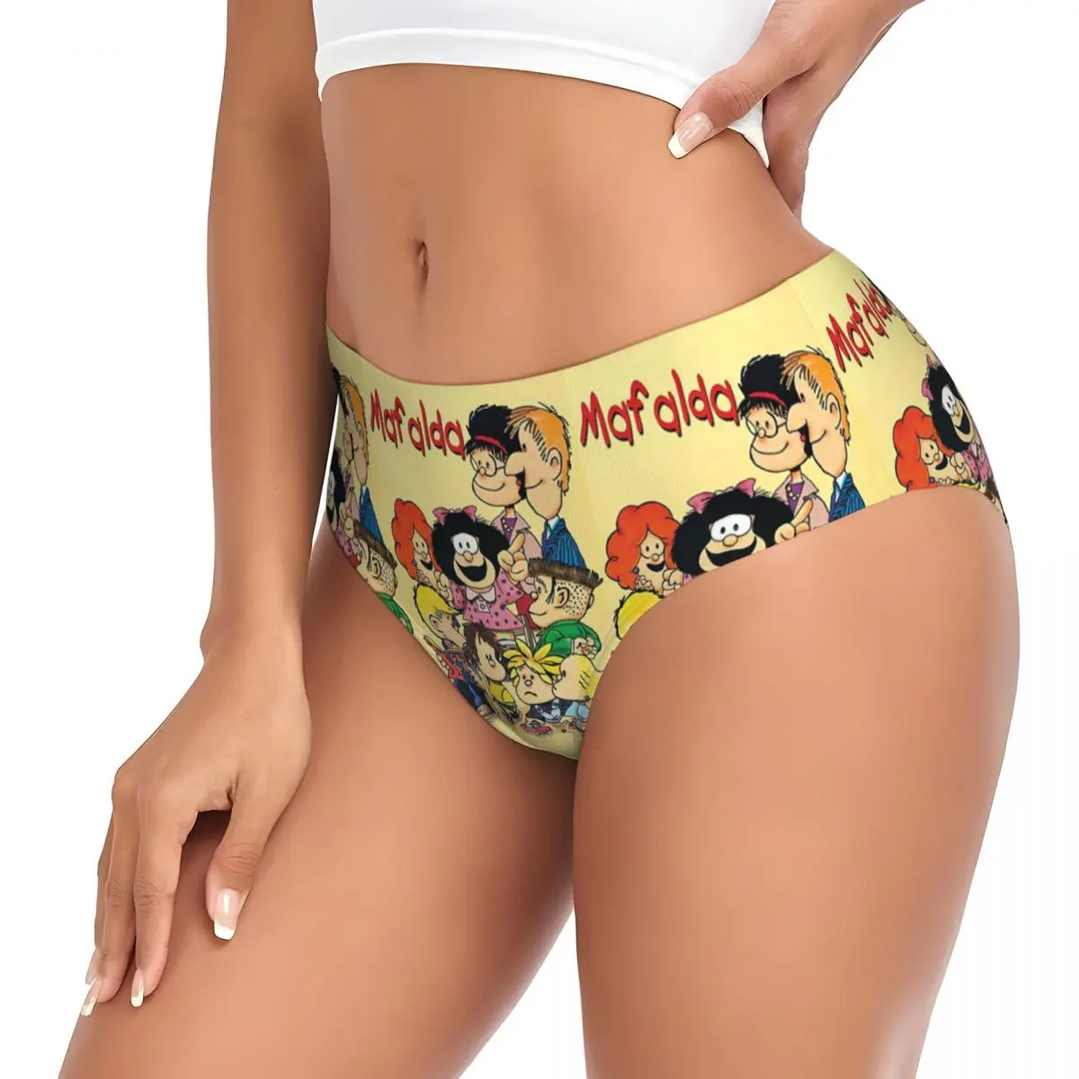 Custom Women Mafalda Kawaii Panties Stretch Briefs Underwear