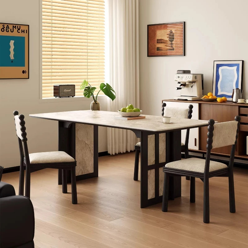 

Ретро-стиль, обеденный стол из массива ясеня, прямоугольный стол в стиле французского сада Моне, обеденный стол из травертина.