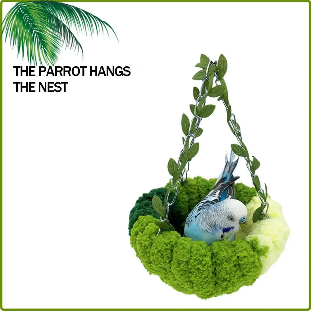 Parrot Sleeping Nest Warm Bird Nest Thick Cotton Woven Splicing Hammock Bird Creative Hand-woven Swing Forest Hanging Type D2P3