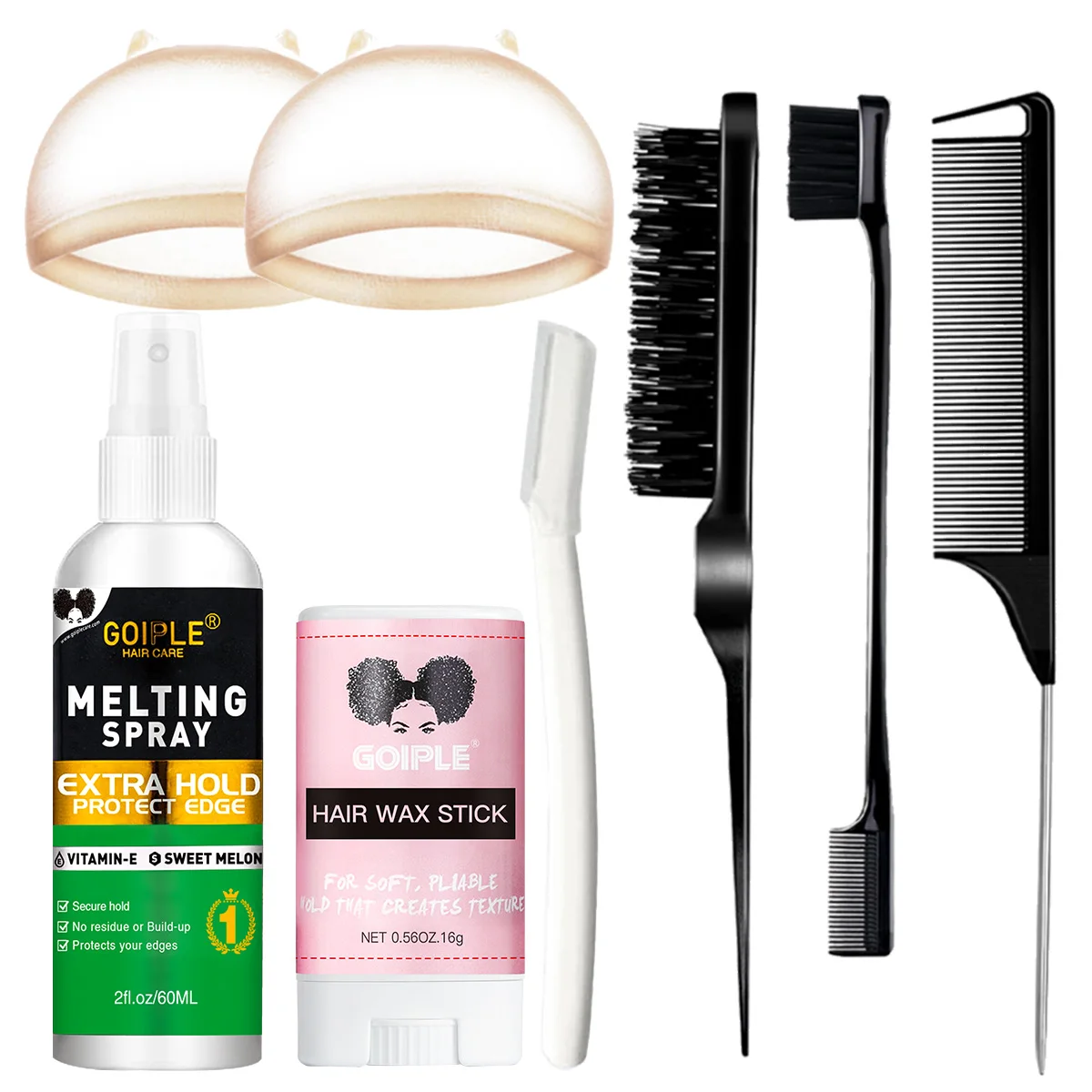 

GOIPLE Melting Spray For Lace Wig Seamless Finish Glue Mist Hair Wax Stick for Wigs Anti-frizz Flyaways Control Edge Styling Wax