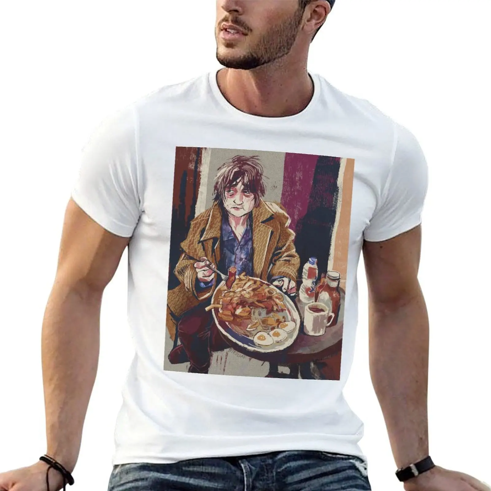 

Pete Doherty Demolishing a Large Breakfast T-Shirt t shirt man casual t shirt man cotton funny t shirts dark humor T-shirt