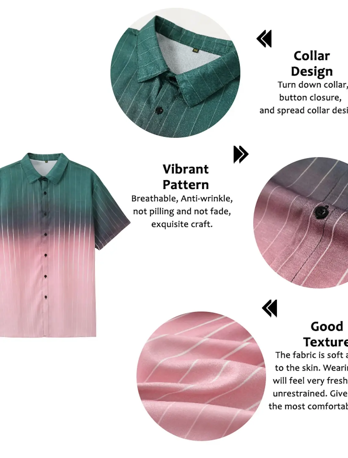 Fashion Men\'s Shirt for men Gradient Tops Summer Men\'s Clothing New Casual Short-Sleeved Buttons Loose Blouse Hawaiian Shirts