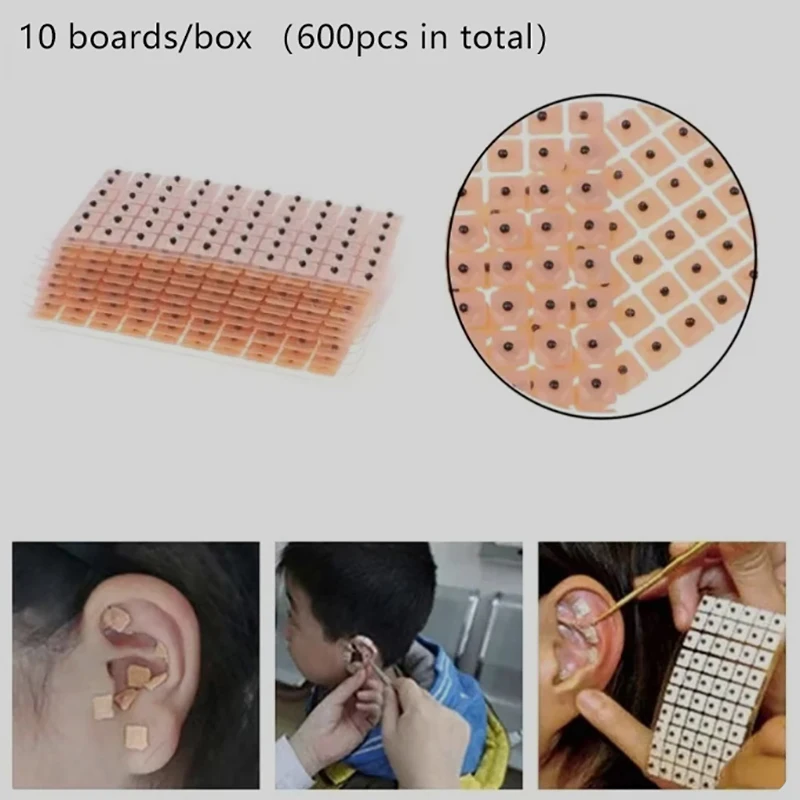 600Pcs Cowherb Seed Ear Stickers Auriculotherapy Acupuncture Massage Therapy Dredge Body Meridians Improve Vision Treat Insomnia