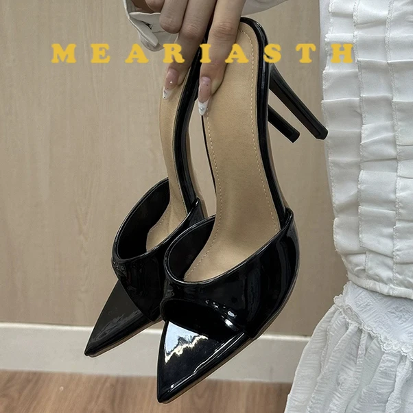 

Sexy red women's slippers open pointed toe 12cm super high heels slip on outdoor fashion party shoes women sandals 10cm 12cm