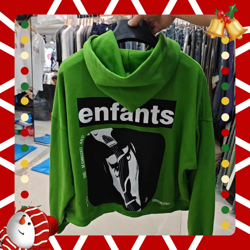 Green ERD Enfants Riches Deprimes Hoodie Sweatshirts Men Women High Quality Hip Hop Distorted Facial Printing Hooded Pullovers