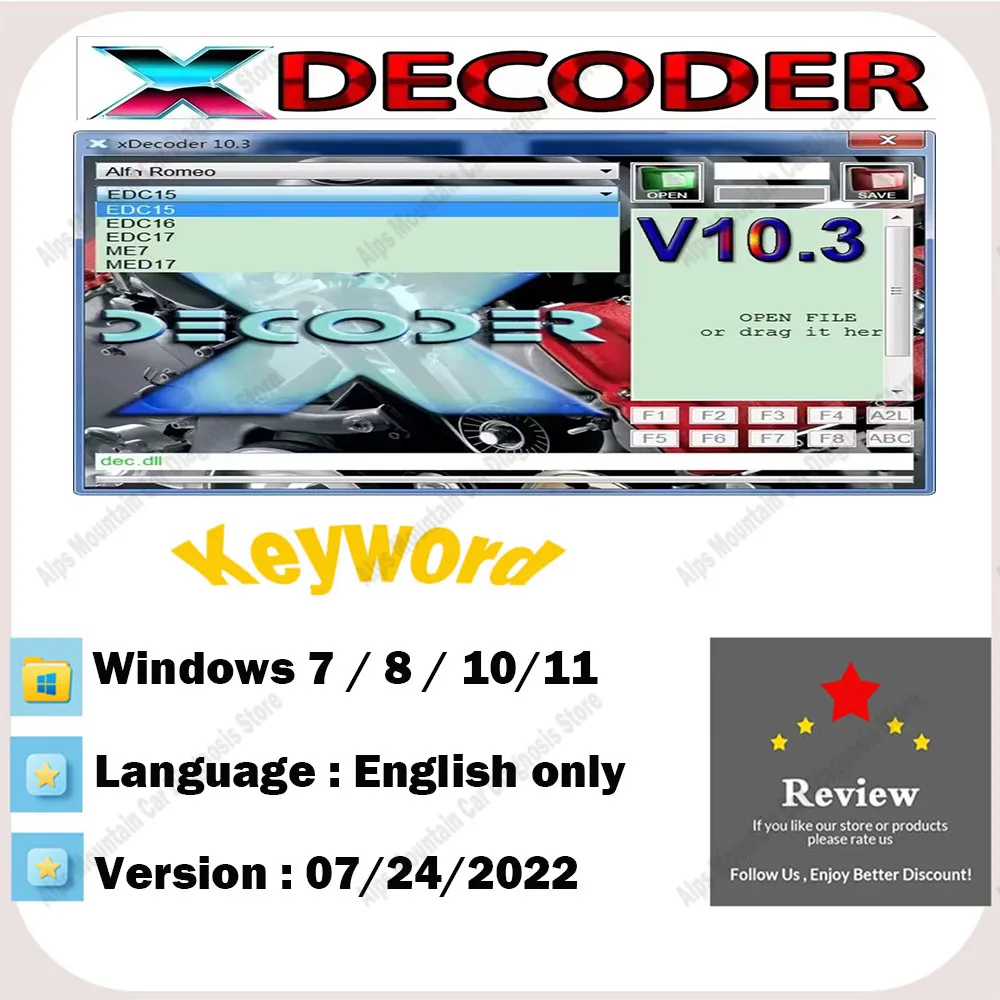 

Newest Car Tools XDecoder 10.3 DTC Remover Software for Laptops - DTC off Delete Error Disable Tool for Multiple Laptop Models
