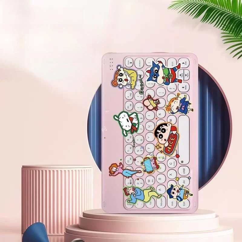 

Bluetooth Wireless Keyboard for Ipad Xiaoxin Pad Tablet Laptop Computer Crayon Shin-chan Round Keycaps Silent Portable Keyboard