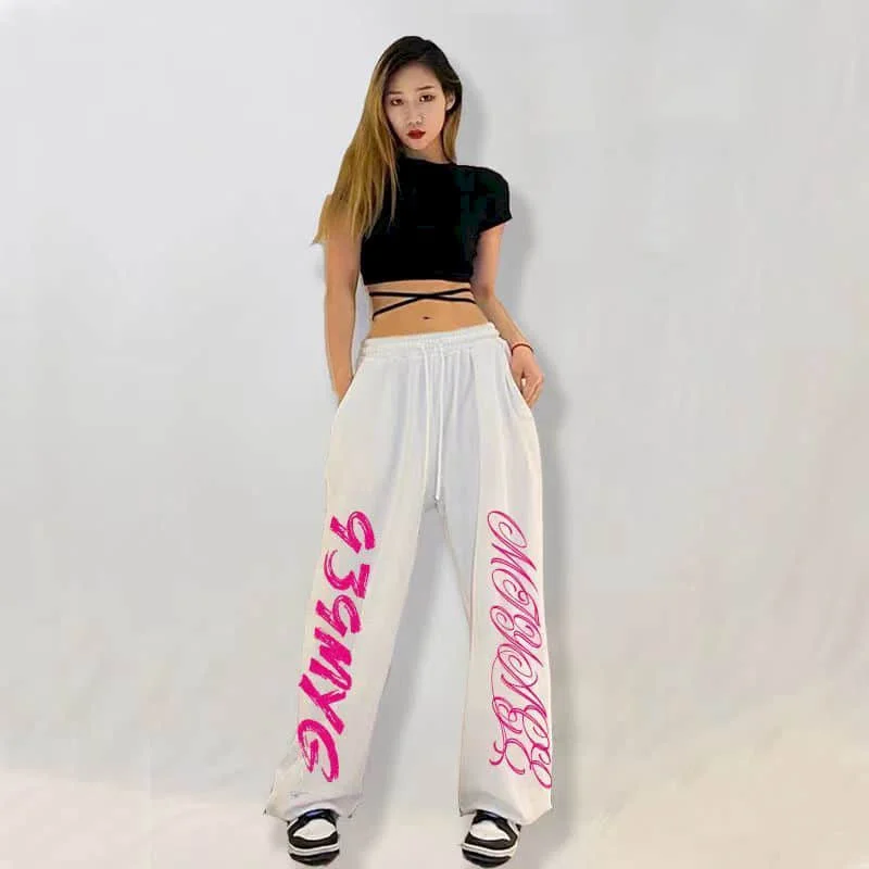 

Women Pants Jazz Hip-hop Sporty Sweatpants Women Printed Leggings Trousers Korean Fashion Streetwear Women Clothing Y2k Clothes