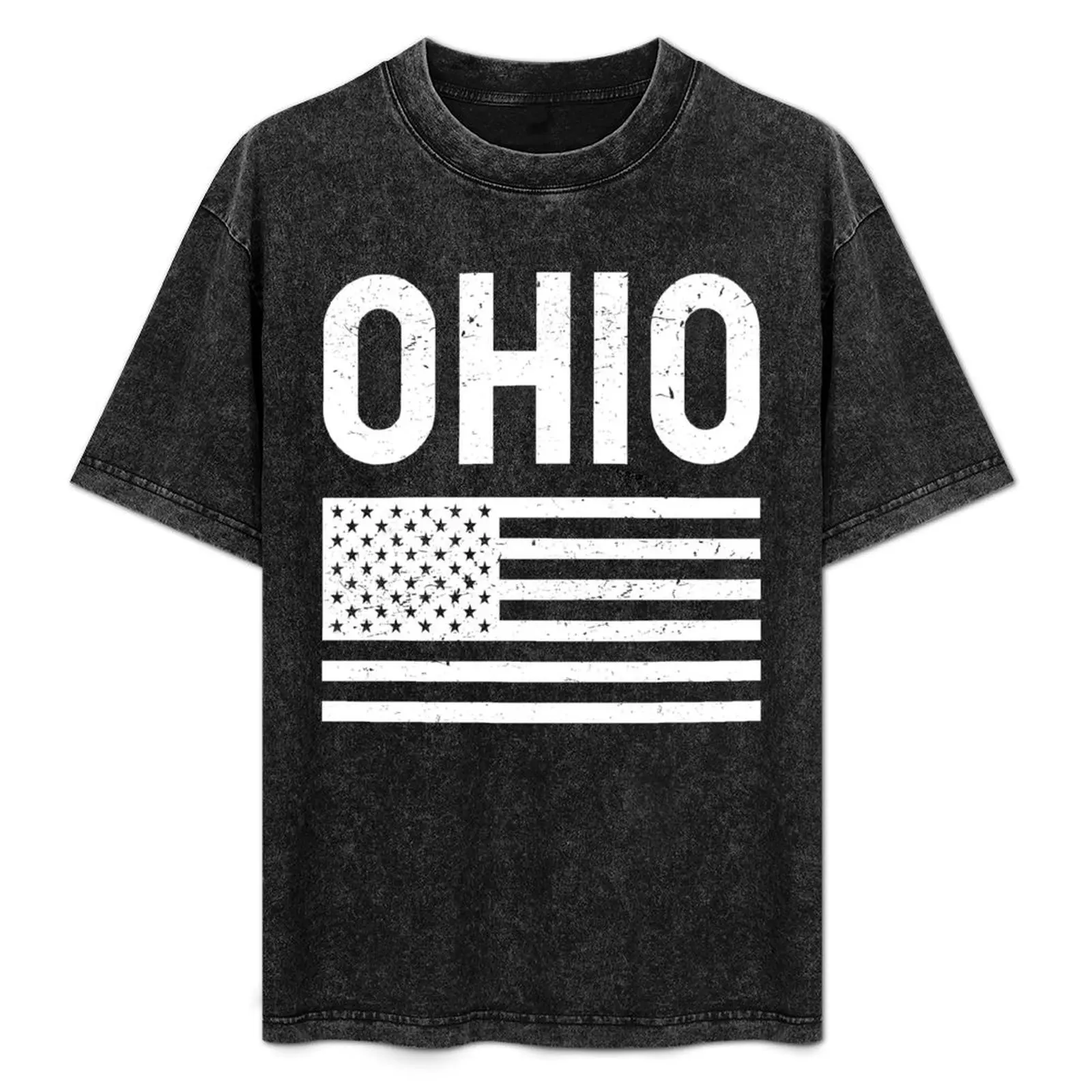 

Vintage Flag Ohio US State Design T-Shirt Everyday Wear Basic Short Sleeve Top