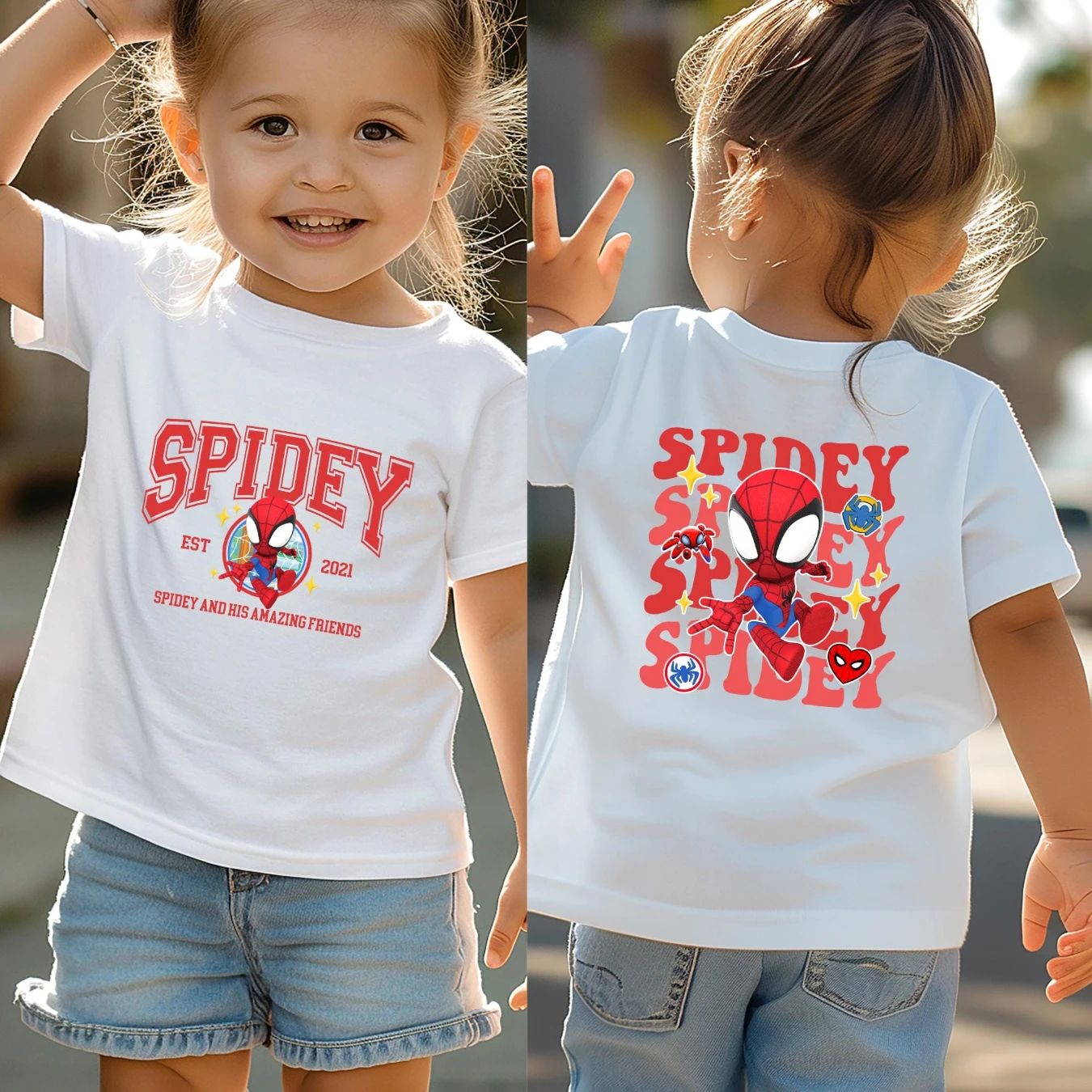 2-sided Spidey and His Amazing Friends Shirt, Ghost Spider Spin Matching Tee, Disney Comic Tee, Disneyland Family Trip Gifts