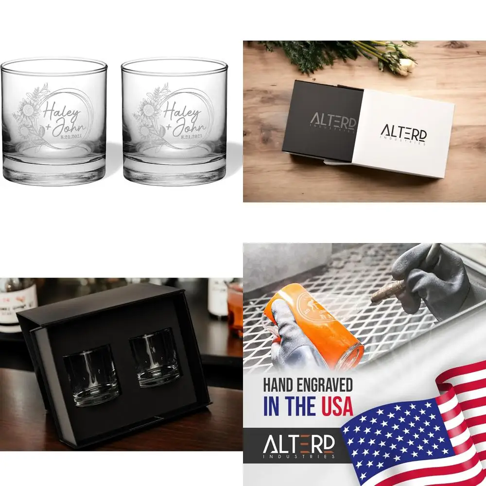 

Custom Engraved Sunflower Pattern Wedding Wine Glasses - Personalized Anniversary Gift Set for Couples