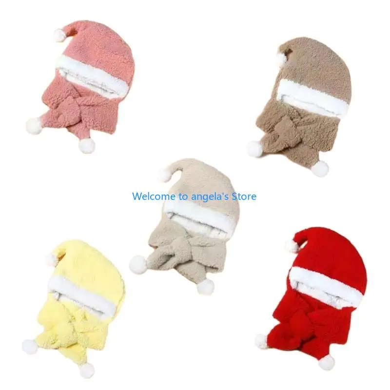 X4YC Adult Kids Christmas Santa Hat with Thicken Scarf for Winter Christmas Hat Party
