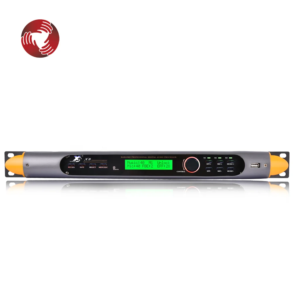 600W*2 Power Amplifier Professional Karaoke Sound System Dsp X8 Digital Echo Reverb Audio Processor