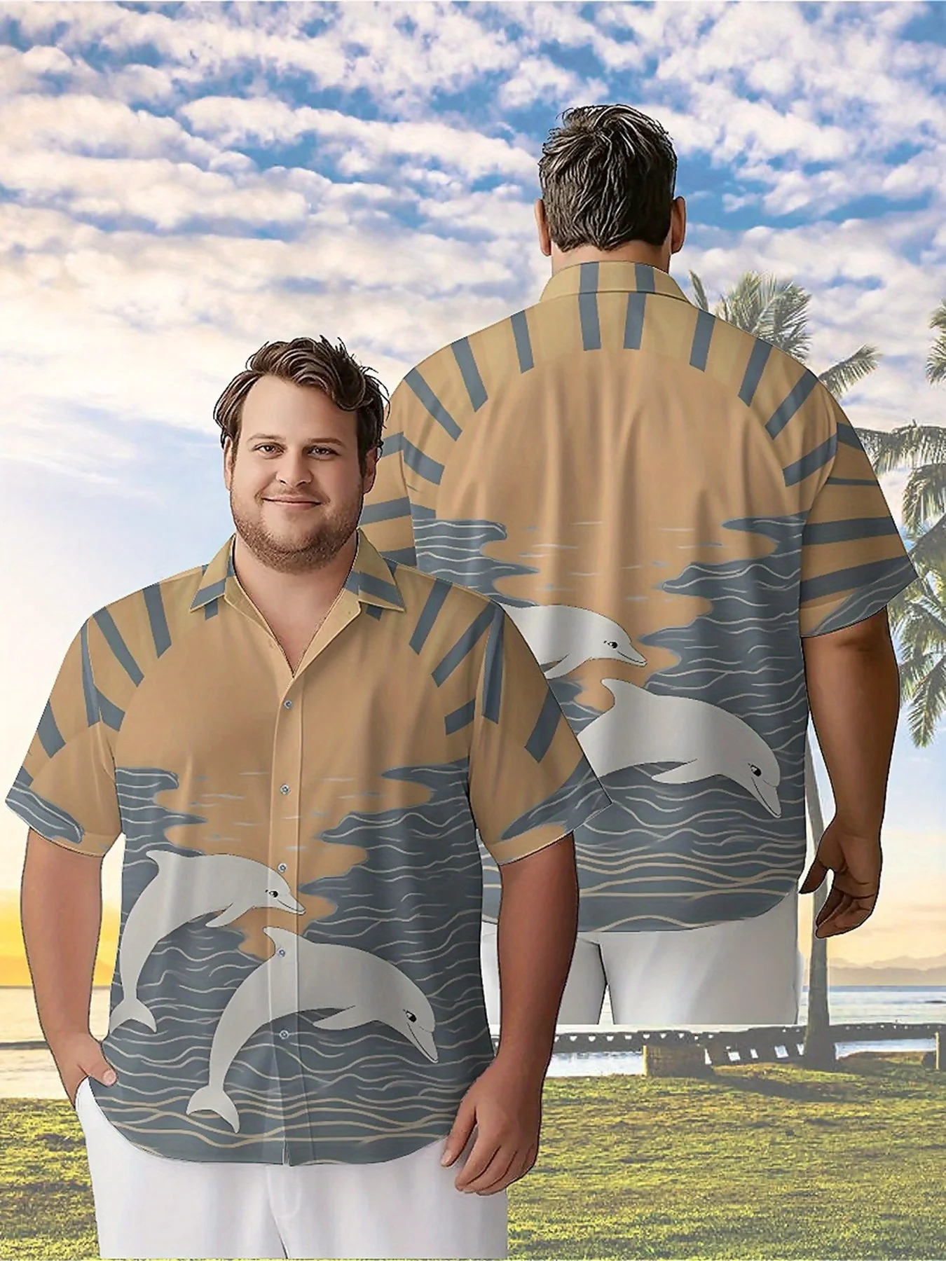 

Men's Plus Size Hawaiian Shirts Dolphin Pattern,New in Summer Fashion Tops,Hip Hop Rock Streetwear