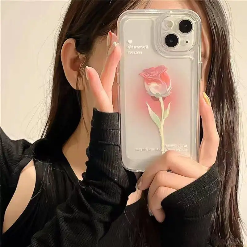 Gradient Tulip Silicone Case For OPPO Reno 12F 11F 10 5G 6 8 11 12 Pro Reno 7 4G 5 6 Lite 8T A3X A3 Pro A58 A78 A79 A98 5G Cover
