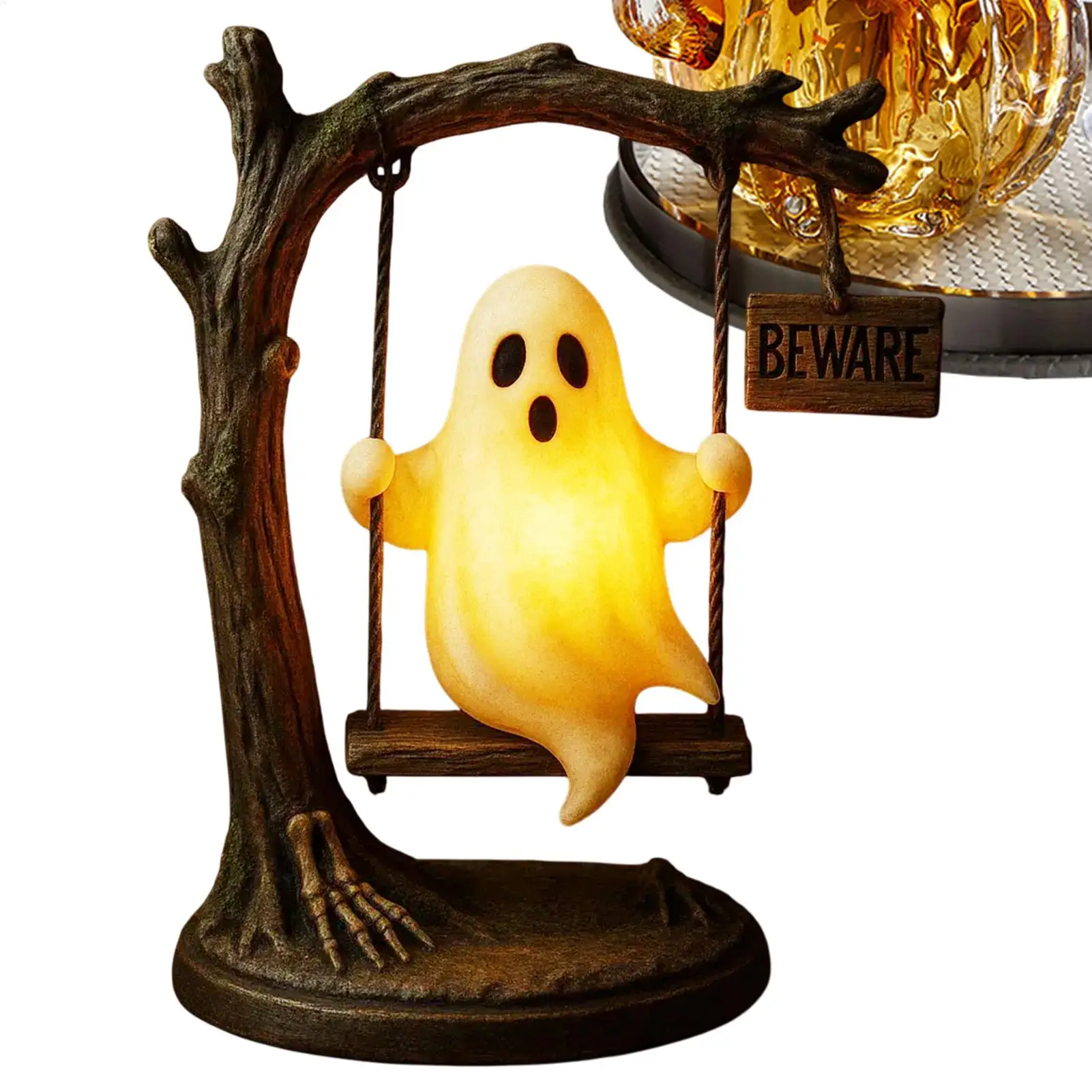 

Ghost Swing Night Light Spooky Ghost Statue Seasonal Decor For Festival Party Night Barn Desk Porch Outdoor Kitchen Window