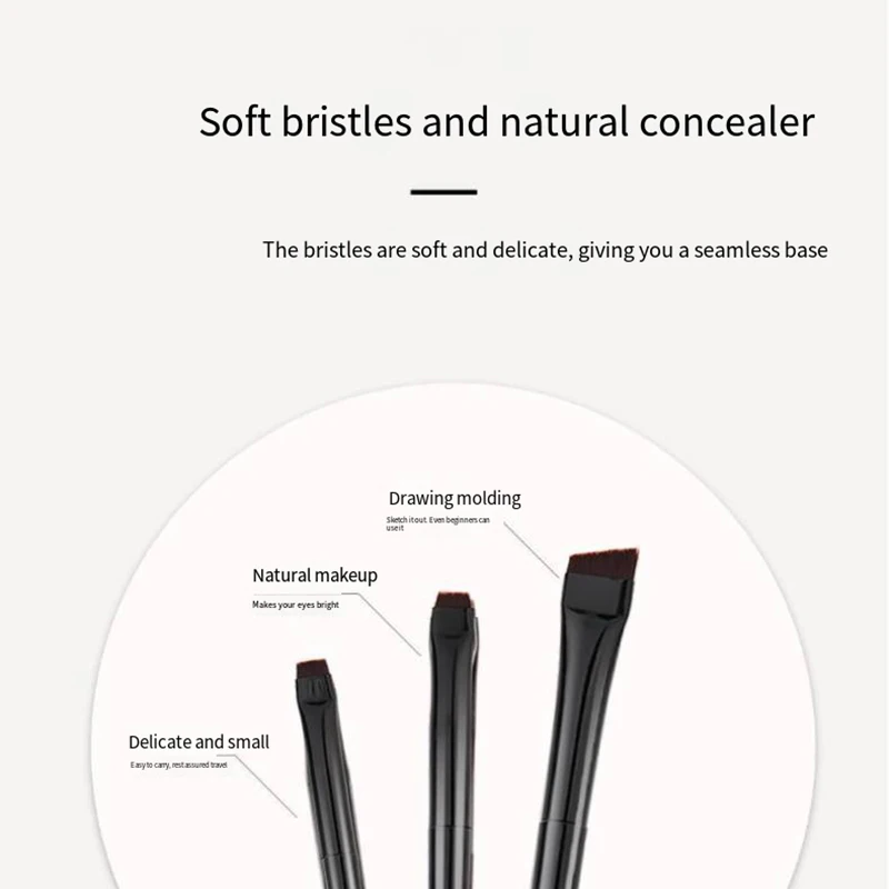 Eyebrow Brush Set -3Pcs Angled Precision Edge Eyeliner Makeup Brushes Synthetic Bristles Slanted Eyeshadow Tools Beauty Brush