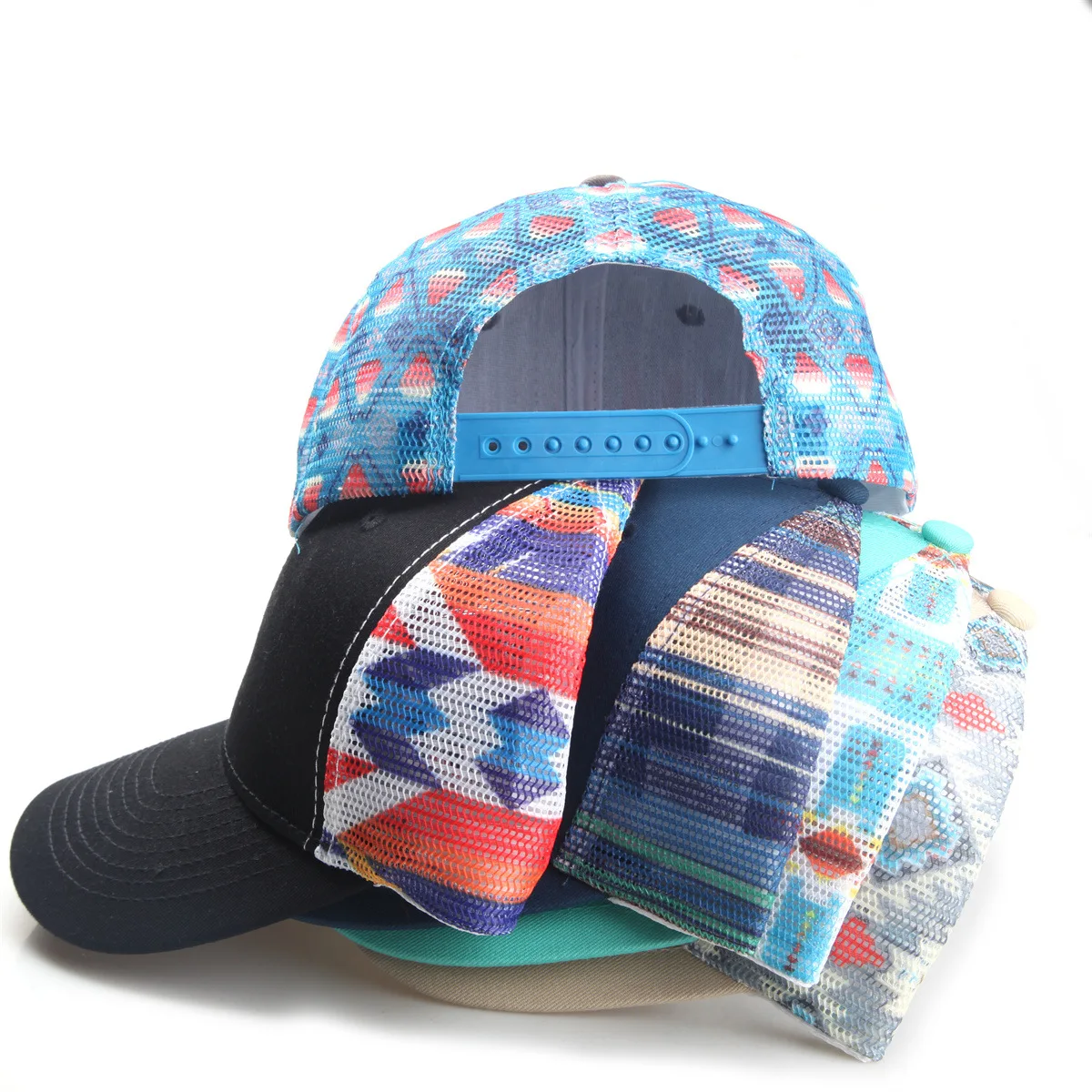 หมวกเบสบอลพิมพ์ลายโลโก้ไล่สี  ตาข่ายเรียบ ป้องกันแสงแดด สำหรับกิจกรรมกลางแจ้ง ไม่เสียรูปทรง