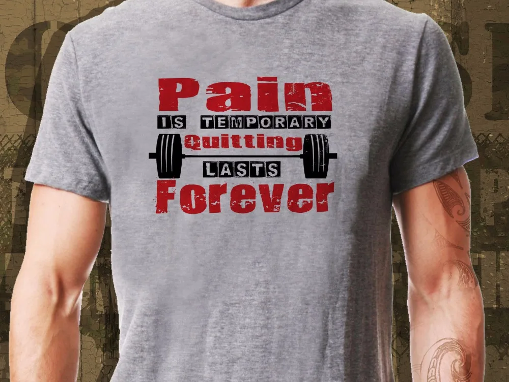 Summer 100% Cotton T-Shirts Pain Is Temporary... Workout Fitness Strength Core T-Shirt Ideal Gift Male Tee Shirt Fashion Funny