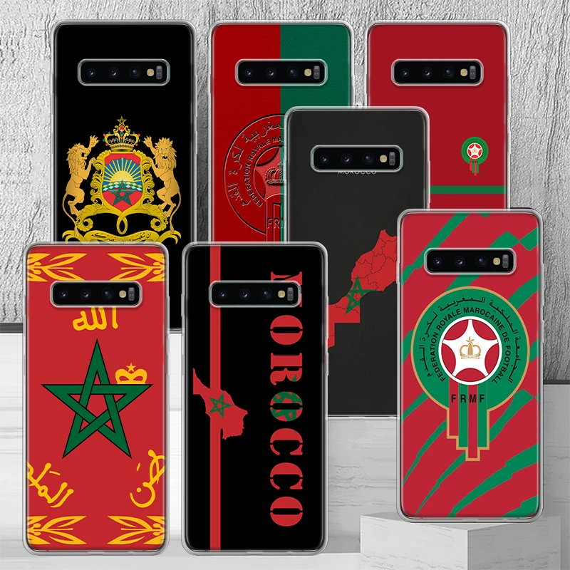 Morocco Flag Phone Case Shell for Samsung Galaxy S22 S23 S24 S25 Ultra S21 FE S20 Plus S10 + S25Edge Soft Pattern Coque Samsung