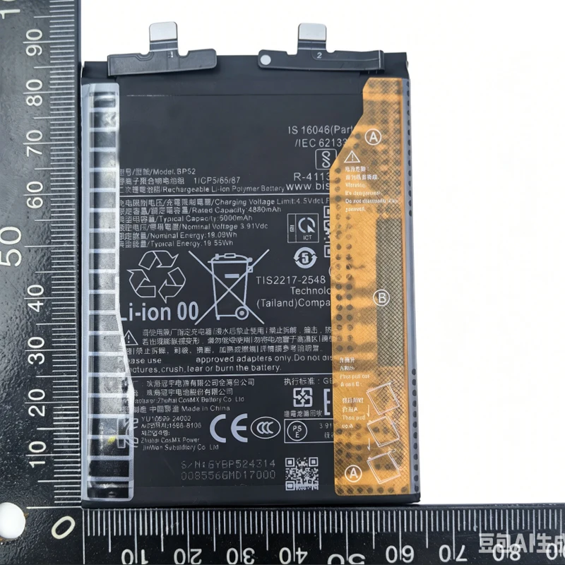 BP52 Mobile Phone Battery 5000mAh 3.91V For Xiaomi Redmi Turbo3/Poco F6 5GRechargeable Battery