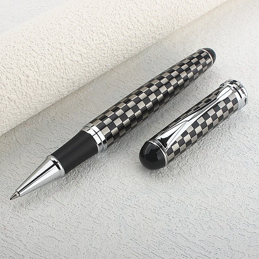 High Quality JINHAO 126 Luxury Pure Silver Rollerball Pen Metal Steel Ballpoint Pens with Gift Case Office Supplies Gifts