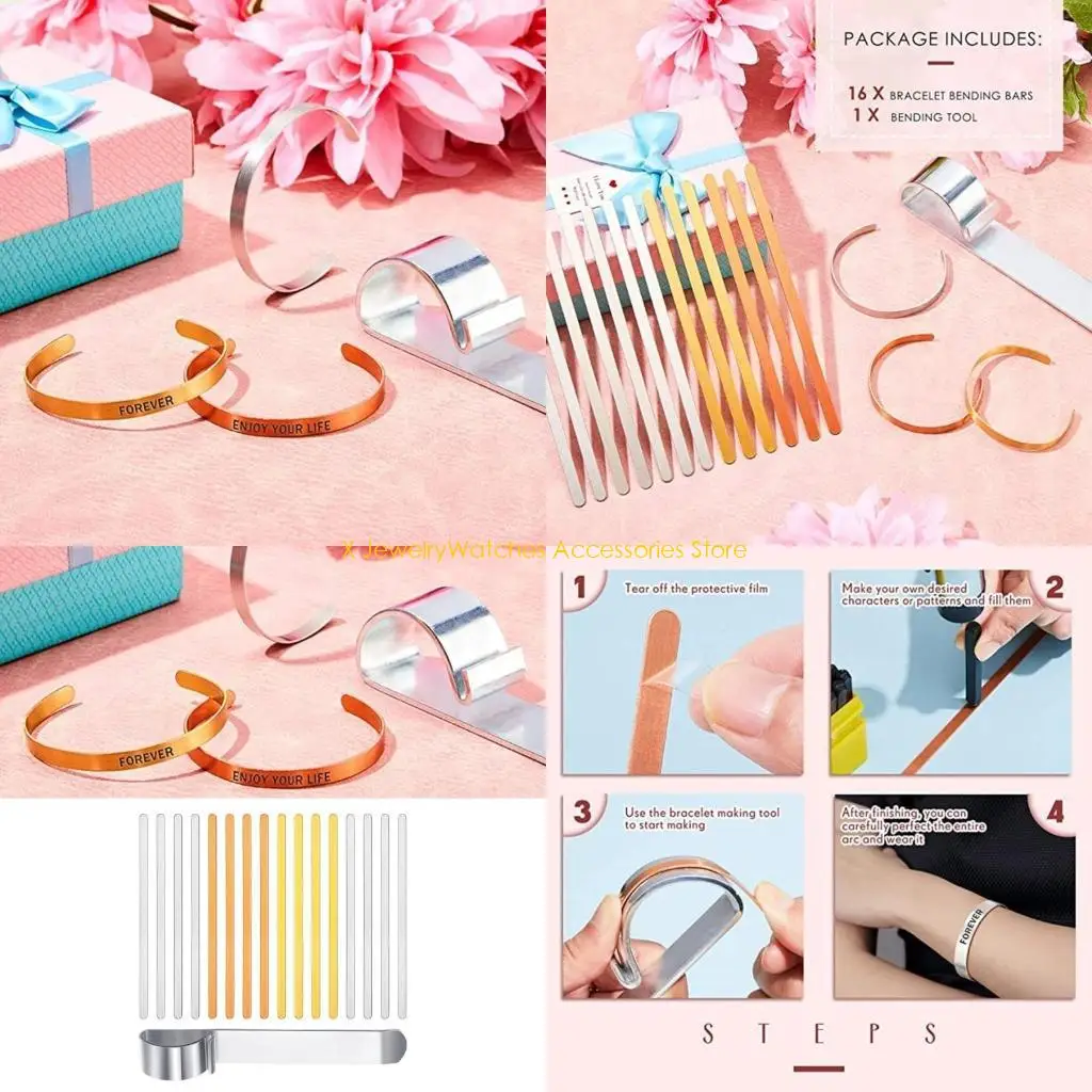 

31KD 17 Pieces Metal Stamping Set For Personalize Bracelet Crafting Supplies