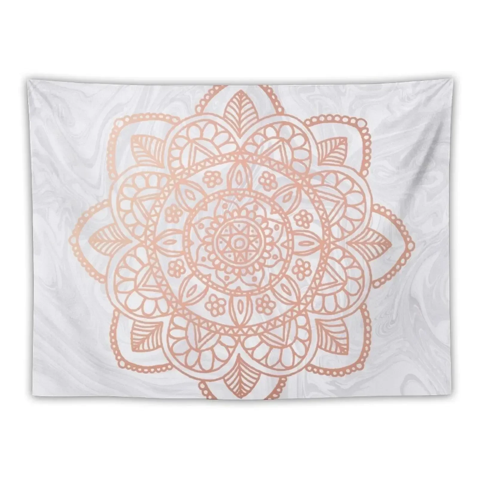 

Rose Gold Mandala on White Marble Tapestry Art Mural Decoration Home Carpet On The Wall Tapestry